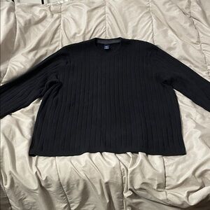 GAP Men's Black Ribbed Crewneck Sweater